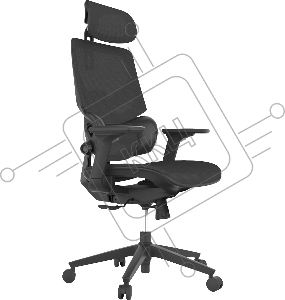Кресло Cactus CS-CHR-MC01-BK черный сет./эко.кожа с подголов. крестов. пластик подст.для ног