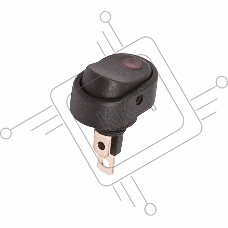 Выключатель клавишный 12V 30А (3с) ON-OFF черный ОВАЛ с красной подсветкой  REXANT