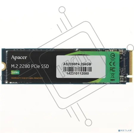 Накопитель SSD Apacer 256Gb M.2 AS2280P4 <AP256GAS2280P4-1> (PCI-E 3.0 x4, up to 1800/1100MBs, 3D TLC, NVMe 1.3, 22х80mm)