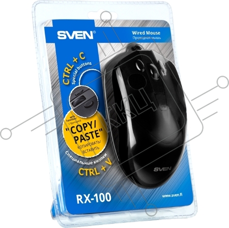 Мышь Sven RX-100 чёрная (кн. копировать-вставить. 5+1кл. 1000-400DPI, блист.)