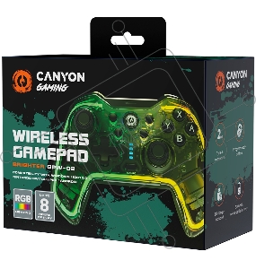 Геймпад CANYON GPW-02, Bluetooth Controller with built-in 800mah battery, BT 5.0, 2M Type-C charging cable , Bluetooth Gamepad for Nintendo Switch / Android / Windows ( RGB Lighting ),152*110*55mm, 232g, black