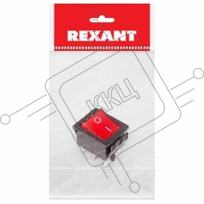 Выключатель клавишный 250V 15А (6с) ON-ON красный  с подсветкой (RWB-506, SC-767)  REXANT Индивидуальная упаковка 1 шт