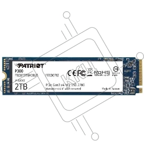 Накопитель SSD Patriot P300 2TB, M.2 2280, P300P2TBM28, PCIe 3x4, NVMe, 2100/1650, RET