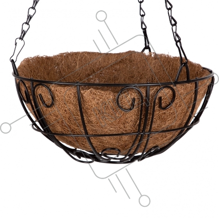 Кашпо подвесное с декором, с кокосовой корзиной, диаметр 25 см// Palisad