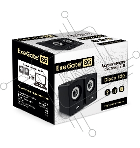 Акустическая система 2.0 ExeGate EX287054RUS Disco 120 (питание USB, 2х3Вт (6Вт RMS), 100-20000Гц, черный)