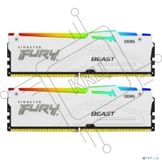 Оперативная память Kingston Fury Beast, DDR5, 32GB (2x16GB), 5600MHz, CL40, DIMM, с радиаторами, RGB, белый