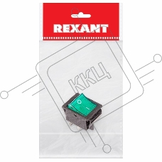 Выключатель клавишный 250V 16А (4с) ON-OFF зеленый  с подсветкой (RWB-502, SC-767, IRS-201-1)  REXANT Индивидуальная упаковка 1 шт