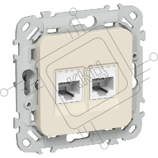 Розетка 2-местная компьютерная RJ45 категория 5Е UTP РК5е-2-0-ФлСл сливочный FLITE