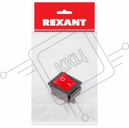 Выключатель клавишный 250V 16А (4с) ON-OFF красный  с подсветкой (RWB-502, SC-767, IRS-201-1)  REXANT Индивидуальная упаковка 1 шт