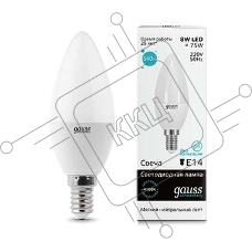 Лампа светодиодная LED 8Вт E14 220В 4100К Elementary свеча 33128 Gauss