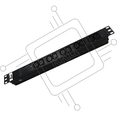 Аксессуар ЦМО Блок розеток Rem-10 без шнура с инд., 10 IEC 60320 C13, вход IEC 60320 C14, 10A, алюм., 19