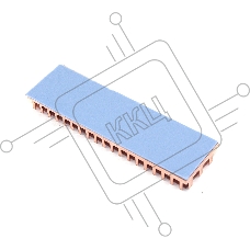 Медный радиатор для М.2 SSD с термопрокладкой 0,5 мм, диагональная прорезь, 70х20х6 мм