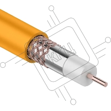 Кабель коаксиальный Rexant RG-6U+Cu нг(А)-HF, Cu/Al/Cu, 64%, 75 Ом, бухта 100 м, оранжевый