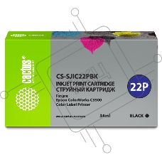 Картридж струйный Cactus CS-SJIC22PBK черный (34мл) для Epson ColorWorks C3500