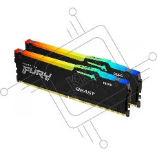 Оперативная память Kingston Fury Beast, DDR5, 32GB (2x16GB), 5600MHz, CL40, DIMM, с радиаторами, RGB, черный