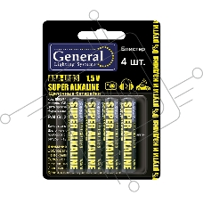 Батарейка General GBAT-LR03  AAA щелочная  4шт в блист (800574)  (4/48/576)
