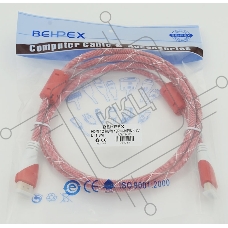 Кабель HDMI Ver.1.4 Red jack HDMI19 (m)/HDMI19 (m) 1.8м феррит.кольца позолоченные контакты