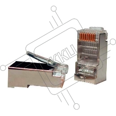 Разъемы Hyperline PLUG-8P8C-U-C5-SH-100 Разъем RJ-45(8P8C) под витую пару, категория 5e (50 µ