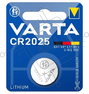 Батарейка Varta ELECTRONICS CR2025 BL1 Lithium 3V (6025) (1/10/100)