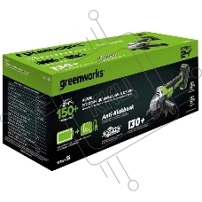Угловая шлифовальная машина аккумуляторная Greenworks AG590, 24V, б/щет, 125 мм, 8500 об/мин, Anti-Kickback,1х4Ач,ЗУ,кор 3201007CUB
