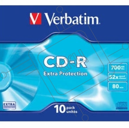 Диск CD-R Verbatim 700Mb 52x Slim case (10шт) (43415)