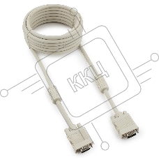 Кабель Gembird/Cablexpert CC-PPVGA-5M, Кабель VGA Premium, 15M/15M,5.0м, серый, тройной экран, феррит.кольца
