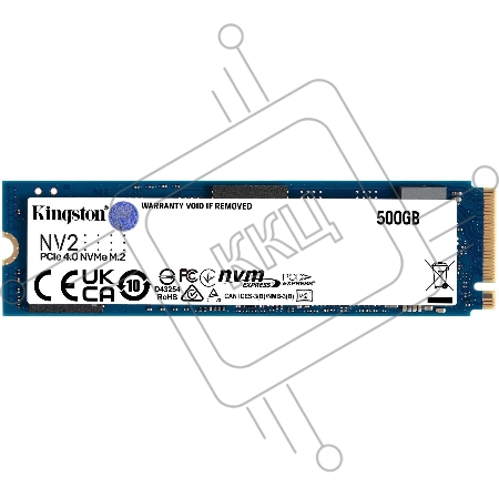 Накопитель SSD Kingston 500GB M.2 SNV2S/500G SNV2 NVMe, PCIe 4.0 x4, 3D TLC, R/W 3500/2100MB/s, TBW 160, DWPD 0.3