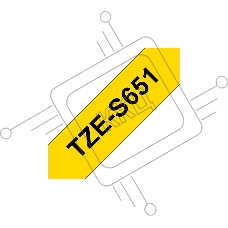 Наклейка ламинированная повышенной адгезии Brother TZe-S651 (24 мм черн/желт, аналог TZ-S651)