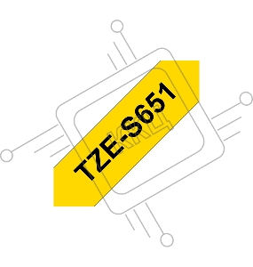 Наклейка ламинированная повышенной адгезии Brother TZe-S651 (24 мм черн/желт, аналог TZ-S651)