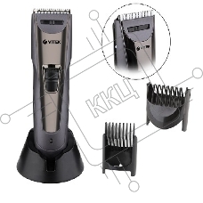 Машинка для стрижки волос Vitek VT-2572 GR Питание сеть/аккумулятор. Время автономной работы 45 мин. Время зарядки 8 ч. Индикация уровня зарядки батареи. Максимальная длина стрижки 30 мм. Материал лезвий высококачественная сталь. Минимальная длина стрижки