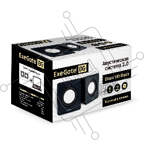 Акустическая система 2.0 ExeGate EX287057RUS Disco 140 Black (питание USB, 2х3Вт (6Вт RMS), 100-20000Гц, черный)