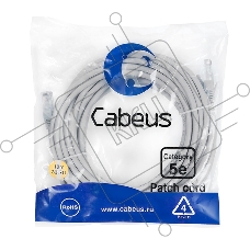 Шнур коммутационный Cabeus, кат. 5е, неэкр., U/UTP, RJ45/RJ45, LSZH, AWG24 10м, серый