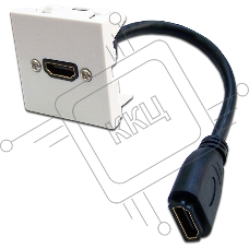 Вставка Mosaic 45x45 с адаптером HDMI с удлинителем, мама-мама, белая