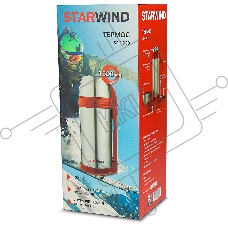 Термос Starwind 30-1500 1.5 л, серебристый/красный, картонная коробка