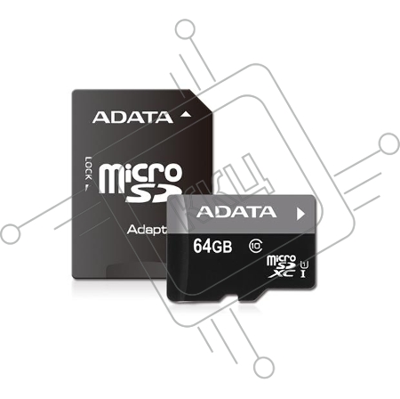 Флеш карта microSDXC 64GB ADATA  UHS-1 CL10 (AUSDX64GUICL10-RA1) + SD adaptor