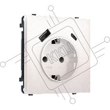 Комплект механизма электрической розетки SIGMA Жемчуг 2USB A+C 20W (быст. зар.) с/з с/ш 16A-250V QUANT PRO (SP2100, PR160)