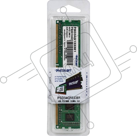 Память Patriot SL 4Gb DDR3 1333MHz DIMM PSD34G133381 RTL 1*4GB PC3-10600 CL9 240-pin 1.5В