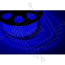 LED лента 220 В, 13х8 мм, IP67, SMD 5050, 60 LED/m, цвет свечения синий