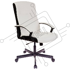 Кресло руководителя Бюрократ DOMINUS-WH белый/черный искусственная кожа крестовина металл