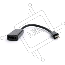 Переходник miniDisplayPort - DisplayPort, Cablexpert A-mDPM-DPF-001, 20M/20F, длина 16см, черный, пакет