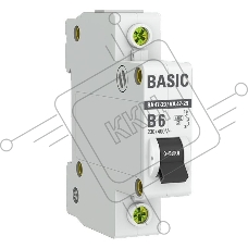 Выключатель автоматический модульный 1п B 6А 4.5кА ВА 47-29 Basic EKF mcb4729-1-06-B