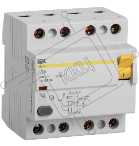 Выключатель дифференциального тока (УЗО) 4п 63А 100мА тип AC ВД1-63 ИЭК MDV10-4-063-100