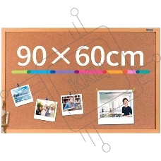 Доска пробковая Deli 8764 пробка желтый 60x90 см деревянная рама