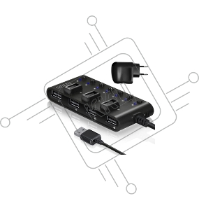 Контроллер HUB GR-487UAB Ginzzu USB 2.0 7 port + adapter