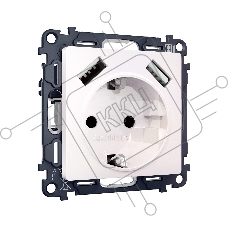 Комплект механизма электрической розетки ALFA Жемчуг 2USB A+A 18W (быстрая зарядка) с/з QUANT (AP2090, VM155) MA209010