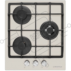 Газовая панель Maunfeld EGHG.43.33CBG/G газ, ширина 45 см, 3 конфорки, WOK, чугунные решетки, газ-контроль, электроподжиг, бежевый