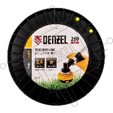 Леска для триммера звезда, 2,4мм х 260м, на DIN катушке FLEX CORD Denzel