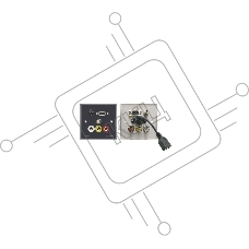 Настеннная панель Kramer Electronics WAV-6UBA/EU/GB(G) с проходными разъемами для VGA (розетки HD-15), USB (розетки А-А), композитного видео (розетки RCA) и стерео аудио (розетки RCA + 3,5-мм розетки). Цвет серый.