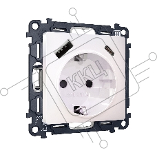 Комплект механизма электрической розетки ALFA Жемчуг 2USB A+C 20W (быстрая зарядка) с/з QUANT (AP2100, VM160) MA210010