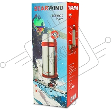Термос Starwind 30-1800 1.8 л, серебристый/красный, картонная коробка